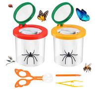 2 Pièces Boite Loupe Insecte, Boite a Insectes Enfant Comprend 1 Bâtonnet Teaser, 1 Pince à Épiler et 1 Pince à Bille, Jouet Exterieur Enfant 3 4 5 6 Ans, pour L'exploration de la Nature en Plein Air