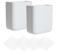 2 Pièces Boîte Murale Adhésive Blanche en ABS pour Rangement Polyvalent | Installation sans Percer, Bords Arrondis Lisses, Aide à Organiser Câbles, Écouteurs et Dentifrice, Entrée ou Style Aléatoire
