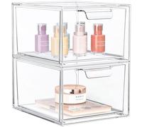 2 Tiroirs de rangement empilables en acrylique pour maquillage,boite rangement tiroir, ensembles tiroir rangement de 16 tapis antidérapants, parfaits pour la salle de bain, la coiffeuse et le bureau