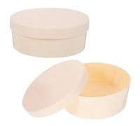 2 Pièces Boîte Ronde en Bois Blanche 14,5cm, DIY Dessin | Léger, Fermoir, Rangement à Domicile, pour Adultes et Garçon et Filles, Coffret Brut Non Finition