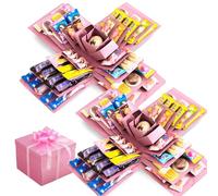 2 Pièces Boîte Surprise DIY, Boîte à Explosion Créative à 5 Couches avec Nœud, 23 x 23 cm Surprise Creative Cadeau Box, pour Cadeau de Saint-Valentin, Anniversaire, Anniversaire de Mariage