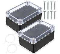 2 Pièces Boîtes de Jonction Etanche, Boîtier de Projet Etanche Electrique Exterieur, Boîte de Connexion de Câbe Plastique pour Bricolage Électronique - 100 x 68 x 50 mm/noir transparent