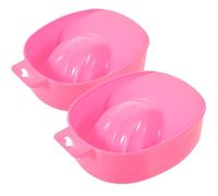 2 Pièces Bols de Manucure Rose en Plastique, Bac de Trempage | Manucure et Polissage, Format Simple, Non Cassable, Doux Peau, Cinq Doigts à Fois