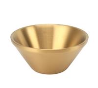 2 pièces bols en acier inoxydable, bols à salade double couche plats de service de mélange en métal ronds plats à salade de cuisine empilables pour collations nouilles de riz (Doré 12 cm / 4,7 pouces)