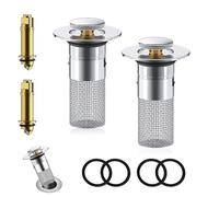 2 Pièces Bonde de Lavabo pour Vidage 34-40mm, Bonde de Lavabo Bouchon Evier Salle De Bain avec Tamis à Cheveux, Bouchon de vidage Tamis Amovible pour Cuisine Salle de Bain Maison Lavabo Baignoire