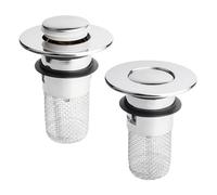 2 Pièces Bonde de Lavabo Universelle, Bouchon Lavabo Salle de Bain, Bouchon Baignoire Pop-Up, Filtre Evier Cuisine en Acier Inoxydable avec Panier Attrape-Cheveux pour Trous de Vidange de 30-40 mm
