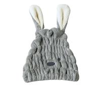 2 pièces bonnet de douche Spa Bowknot respirabilité microfibre cheveux Turban séchage rapide serviette chapeaux for femmes sauna accessoires de salle de bain(Gray)