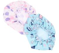 2 Pièces Bonnet Double Couche, Élastique, Polyester PEVA | Protection Cheveux Confortable, Respirant, pour Barbier, Lavage du Visage, Sommeil, Lot Bleu Violet