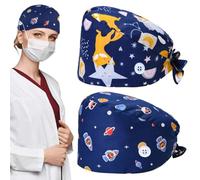 2 Pièces Bonnet Gommage Bouffant, Casquettes De Travail Réglable Respirants, Casquette Imprimé Unisexe Pour Fournitures De Soins Personnels, Thème Du Ciel Étoilé