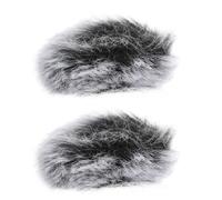 2 Pièces Bonnettes Anti-bruit à Pince, Gris Noir | Fourrure Synthétique Douce, Réduit le Souffle Vent, Adaptée aux Micros Col de Cygne, Casques, Streaming