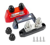 2 Pièces Bornier de Distribution D'alimentation Noir et Rouge, 12V - 48V DC Busbar, 250A Bloc de Distribution, M10 Double Goujon Terminal, pour Voiture Camion Bateau (1)