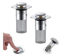 2 Pièces Bouchon Baignoire,4-40mm Bonde Lavabo Universel avec Filtre,Fonction Pop-up, 2 en 1 avec Tamis de vidangeavec Filtre à Cheveux et Bouchon de vidange pour Salle de Bain Cuisine