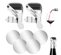 2 Pièces Bouchon Champagne et Vin en Acier Inoxydable - Bouchon Réutilisable pour Bouteilles à Bulles avec 5 Verseurs - Conserve le Vin Frais