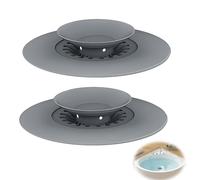 2 Pièces Bouchon d'écoulement, Bouchon Baignoire Universel à Pression Silicone Pliable avec Fonction Tamis à Cheveux pour Restes de Nourriture et Cheveux, Filtre Intégré pour Évier Baignoire Lavabo