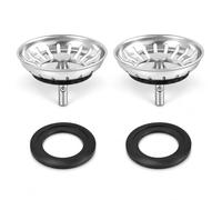 2 Pièces Bouchon Evier Cuisine INOX 80mm, Bouchon Evier Cuisine Crépine Universelle avec Filtre Anti-Colmatage, Grille Amovible et Joints de Rechange pour Évier de Cuisine, pour évier de Cuisine