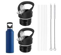 2 Pièces Bouchon Gourde, Couvercle Rechange avec Paille pour Gourde, Bouchon Gourde pour Bouche Standard 1,91/1,94 po Isotherme Universel