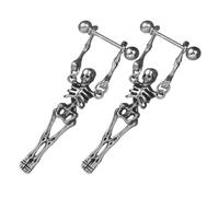2 Pièces Boucle D'oreille Crâne Homme en Acier Inoxydable | Clous D'oreilles Tête de Mort, Style Punk, Argenté, Léger et Confortable pour Homme