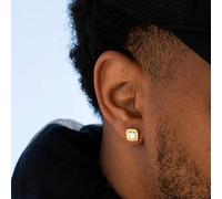 2 pièces Boucles d'oreilles carrées à strass cubiques blanches à la mode pour hommes, boucles d'oreilles bling bling en cristal pour hommes Taille UniqueAcier inoxydable