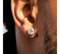 2 pièces Boucles d'oreilles carrées en zircone cubique blanche pour hommes, bling-bling, avec diamants incrustés Taille UniqueAcier inoxydable