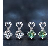 2 pièces Boucles d'oreilles clous en argent sterling 925 de luxe avec 1 carat x 2 moissanites, convient pour le trajet, la fête, les vacances, l'anniversaire, la Saint-Valentin, la Fête des Mères, l'a