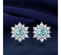 2 pièces Boucles d'oreilles en argent sterling 925 à la mode avec seul moissanite bleu clair de 0,5 carat , parfaites pour le port quotidien pour les femmes, les banquets ou comme cadeau de bijoux de 