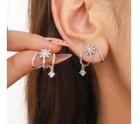 2 pièces Boucles d'oreilles grimpantes / clous d'oreilles à huit branches simples, à la mode et brillantes avec zircone micro-incrustée, parfait cadeau de rendez-vous pour les filles Taille Unique,ble