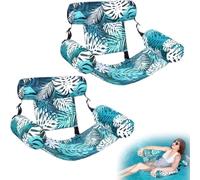 2 Pièces Bouee Piscine Adulte Matelas Gonflable Piscine Géant - 4 en 1 Hamac de Piscines pour Adultes et Enfant, Fauteuil Flottant avec Dossiers Confort, pour Été, Plage, Vacances 76x40,5x61cm