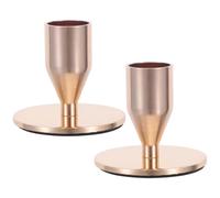 2 Pièces Bougeoir Rétro en Métal Fer Or pour Table et Cheminée | Décoration de Mariage et Fête, Format Compact, Style Classique Minimaliste, Beauté Solide