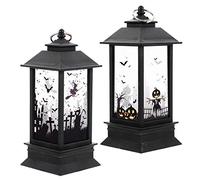 2 Pièces Bougie Lanternes De Citrouille D'halloween Lanterne Suspendue Halloween En Plein Air Lampe De Table D'halloween Lampe Led De Fête D'halloween Plastique Métal Veilleuse