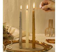 2 pièces Bougie longue tige de style européen électroplaquée de perles colorées de 10 pouces, pour usage domestique, bougie de mariage sans fumée, bougie de tige de candélabre pour dîner aux chandelle