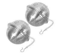 2 Pièces Boule à Thé avec Chaîne en Acier Inoxydable à Maille Fine | Argenté, Rustproof et Facile à Nettoyer, pour Infuser le Thé ou Cuisiner des Épices