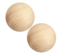 2 Pièces Boule en Bois Massif Brute 9cm pour Bricolage Décoratif | Surface Lisse sans Éclats, Finition Non Peinte, Sphère Ronde Khaki, Projets Créatifs pour Parents, Garçon Fille