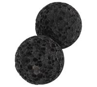2 Pièces Boule en Pierre Volcanique Noire pour Exfoliation des Mains et | Surface Texturée à Grains Moyens, Forme Sphérique Arrondie, Rétention de Chaleur, Soin Maison des Doigts et Pieds