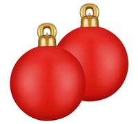 2 pièces Boules de noël 24 Grandes Boules gonflables Rouges avec Cintre Sauter décorations de noël en Plein air Cour pour Vacances Jardin pelouse décor