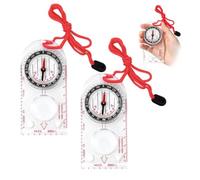 2 Pièces Boussole Randonnée, Boussole Compass Navigation Acrylique | Étanche Lumineuse Déclinaison Réglable Lecture Carte Expédition Course d'Orientation et Cordon Nylon Inclus