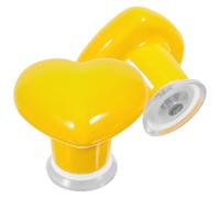 2 Pièces Bouton de Chasse Cœur Jaune en Céramique Cuivre | Texture Fine, Visibilité Améliorée, pour Salle de Bain Maison et Toilettes D'invités, Usage Locatif