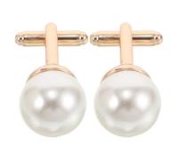 2 Pièces Boutons de Manchette Perles Dorés pour Chemise Habillée Homme | Alliage de Zinc et Plastique, Finition Polie, Style Élégant pour Smoking, Mariages, Dîners Formels et Tenues Professionnelles