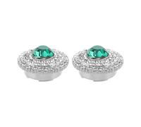 2 Pièces Boutons de Manchette Ronds Verts Alliage Cristaux | Clip Décoratif Léger et Confortable, Finition Résistante la Décoloration, pour Affaires, Cérémonie et Anniversaires