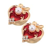 2 Pièces Boutons de Manchette Vintage Rouges en Alliage Fleur | Style Rétro Élégant, Finition Polie et Brillante, pour Travail et Tenue D'invitée de Mariage