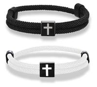 2 Pièces Bracelet Croix avec Carte de Vœux Croix Chretienne Bracelet