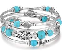 2 pièces bracelet enrouleur, pierres d'agate turquoise, bracelet, cadeau idéal pour les femmes, J0555