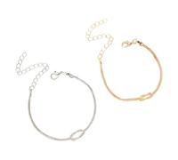 2 Pièces Bracelet Femme Or Plaqué, Bracelet Noeud D'amour, Réglable Empilable Chaîne, Collier Serpent Délicat De Couples, Love Scintillante Lot Bracelets Pour Les Couples D'amitié Et De Relations