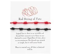 2 Pièces Bracelet Kabbalah Fil Rouge, amulette, Porte-Bonheur, Bonne Chance, Good Luck, Bracelet Rouge Bracelet Cordon Bracelet Oeil Bracelet Réglable Kabbalah Bracelet Fil Nœuds (Noir)