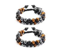 2 Pièces Bracelets D'agate En Pierre D'oeil De Tigre Naturel, Bracelets De Perles Pour Hommes, Bracelets Tissés à La Main, Bracelets D'agate, Cadeaux De Vacances