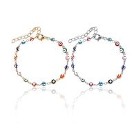 2 Pièces Bracelets De Cheville Perlés Colorés, Bijoux De Pied De Plage D'Été, Chaîne De Cheville Réglable, Bracelets De Cheville Perlés, Bijoux De Pied Boho, Chaîne De Décoration De Cheville