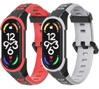 2 Pièces Bracelets Pour Xiaomi Mi Band 7 6 5, Bracelets En Silicone Respirant, Antidérapant Et Résistant À L'Usure, Bracelets De Remplacement De Style Sportif En Plein Air Pour Miband 7 6 5