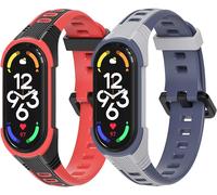 2 Pièces Bracelets Pour Xiaomi Mi Band 7 6 5, Bracelets En Silicone Respirant, Antidérapant Et Résistant À L'Usure, Bracelets De Remplacement De Style Sportif En Plein Air Pour Miband 7 6 5