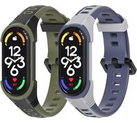 2 Pièces Bracelets Pour Xiaomi Mi Band 7 6 5, Bracelets En Silicone Respirant, Antidérapant Et Résistant À L'Usure, Bracelets De Remplacement De Style Sportif En Plein Air Pour Miband 7 6 5