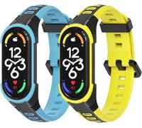 2 Pièces Bracelets Pour Xiaomi Mi Band 7 6 5, Bracelets En Silicone Respirant, Antidérapant Et Résistant À L'Usure, Bracelets De Remplacement De Style Sportif En Plein Air Pour Miband 7 6 5