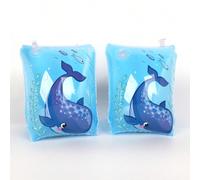 2 pièces Brassards de natation motif baleine bleue, flotteurs de bras de natation gonflables, anneaux flottants, manches flottantes enroulables pour enfants, adolescents et adultes. Accessoires de pis